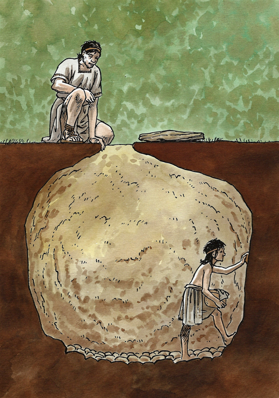 Sitja documentada al jaciment de Can Caseta. Les nenes i els nens participaven en la construcció de les estructures d’emmagatzematge dels cereals. 
